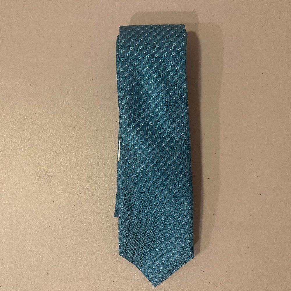 ALFANI Men's Geometric Tie Blue Trellis Geo